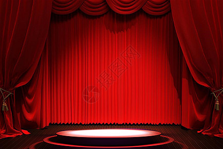 红色帷幕幕布下的舞台设计图片