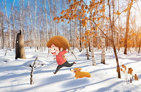 冬天跑步的人冬天插画