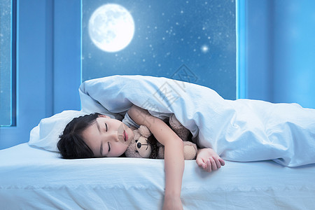 月光下睡着的女孩背景图片