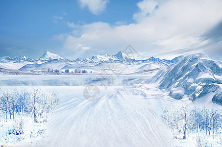 冬天背景冬季雪景设计图片