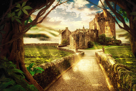 油画城堡奇幻森林城堡设计图片