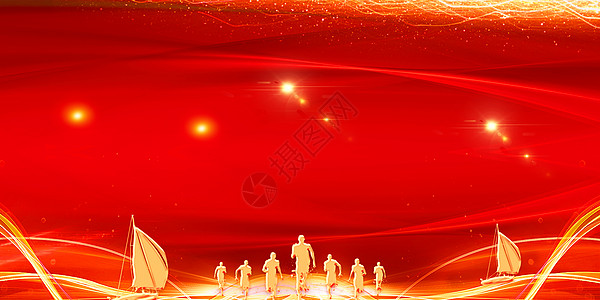 红色 帆船红色喜庆背景设计图片