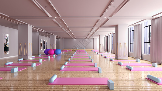 健身地板瑜伽教室设计图片