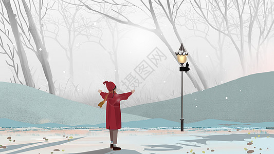 小雪背景女孩立冬高清图片