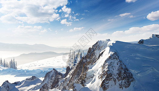 风光雪山冬季雪景设计图片