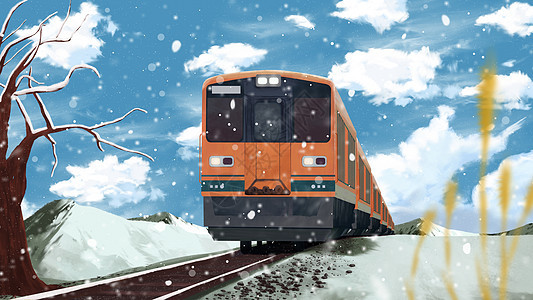雪乡列车背景图片