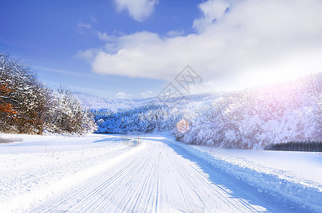 风景雪景冬季场景设计图片