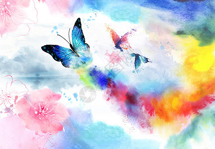 水墨蝴蝶花卉图片