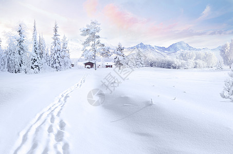 公园美景冬季雪景设计图片