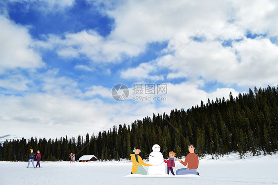 结伴出游雪山游玩图片