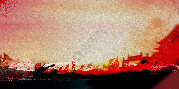 中国风水油画背景图片