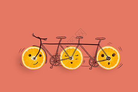 美食文艺水果自行车插画