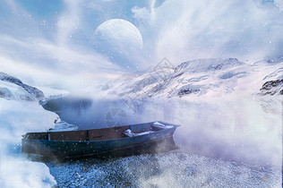 风雪中的小船图片