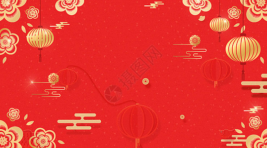红色中国风喜庆新年背景设计图片