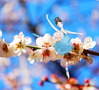 花中起舞的芭蕾舞者图片