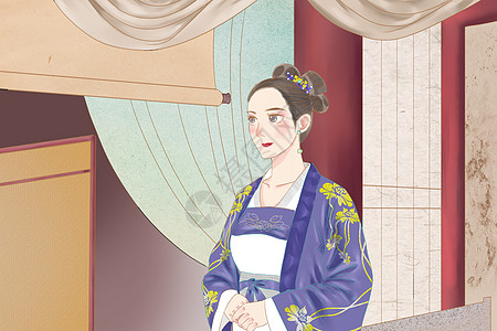 中国风室内宋代古装女子知否插画