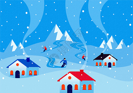 唯美冬季滑雪活动背景图片