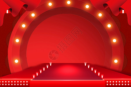 红色幕布红色舞台背景设计图片
