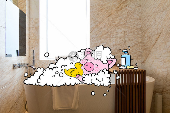 创意洗澡小猪图片