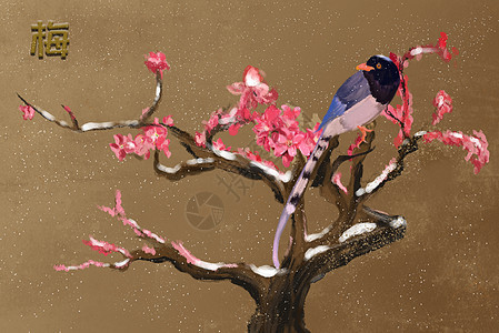梅与鸟背景图片