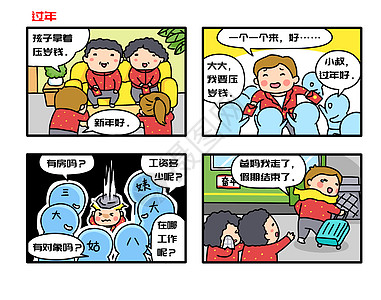 四格漫画电信诈骗插画