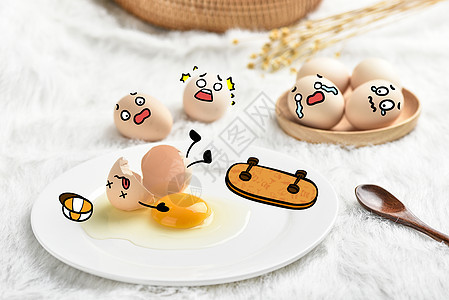 创意滑板鸡蛋背景图片