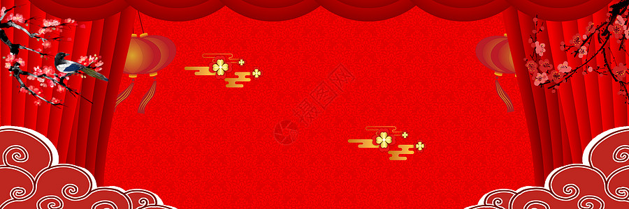 剪纸风格红灯笼新年喜庆背景设计图片