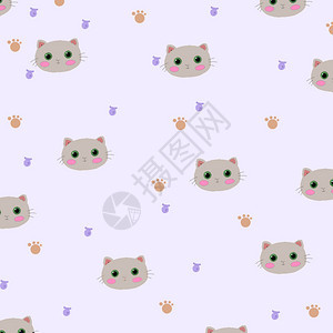 紫色小猫咪背景背景图片