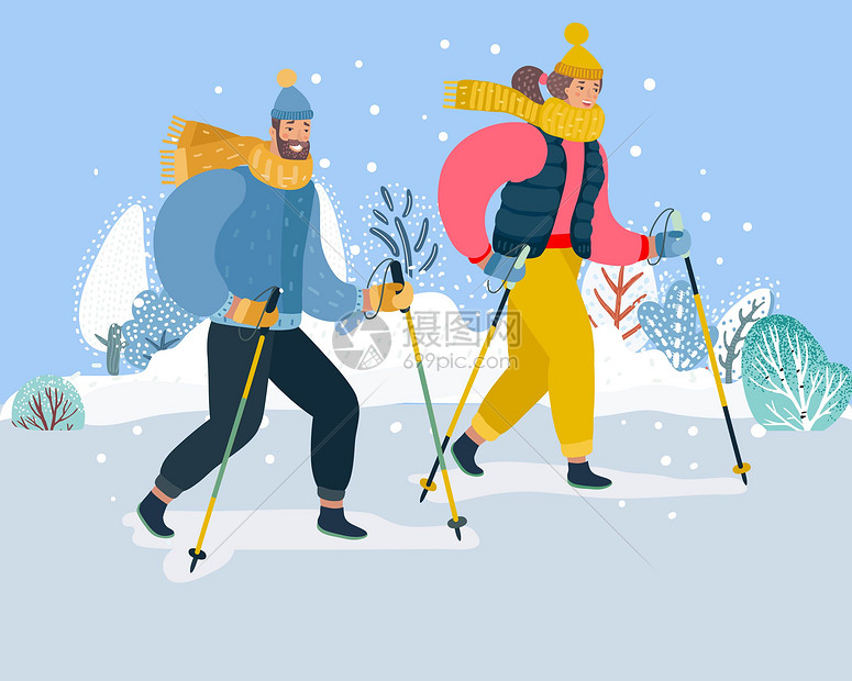冬季运动人物插画图片