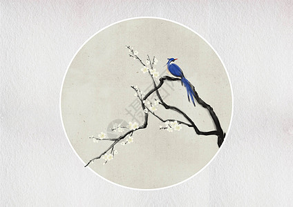 古风花鸟冬季白树高清图片