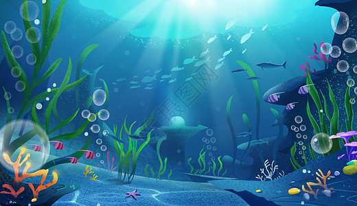 鲐鱼海底世界插画