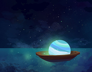 蓝色行星乘船漂流图片