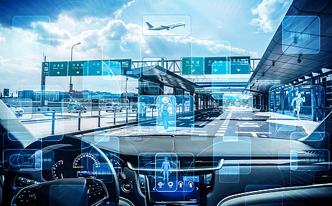 科技汽车内部自动驾驶智能交通设计图片
