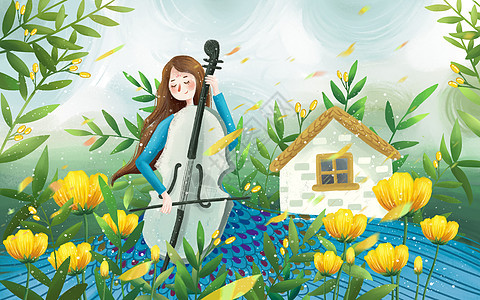 拉大提琴的女孩图片