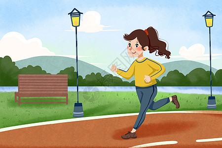 风扇动晨跑插画