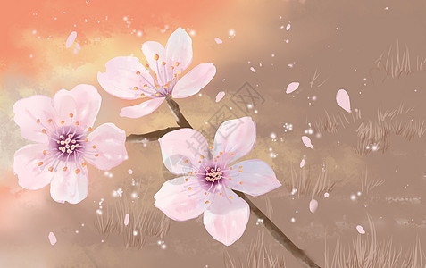小清新手绘春天樱花图片
