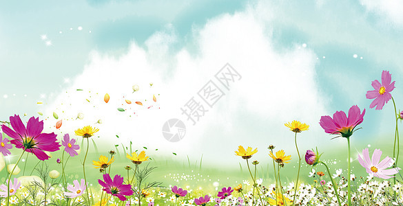 春天花丛背景图片