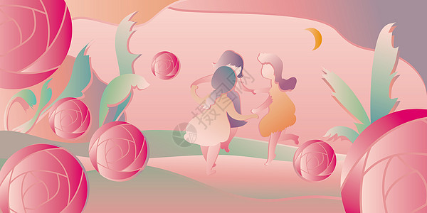 三八妇女节玫瑰舞蹈背景图片
