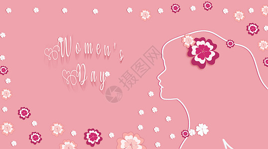 粉红色三八妇女节背景图片