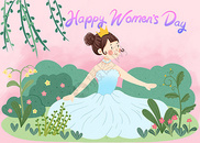 手绘妇女节快乐美女人物插画图片