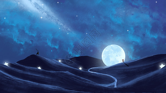 背景月亮山插画