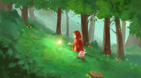森林中的小红帽gif图片