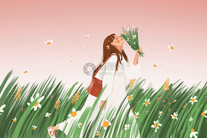 春天的少女 gif动图图片-正版gif素材401007202-摄图网