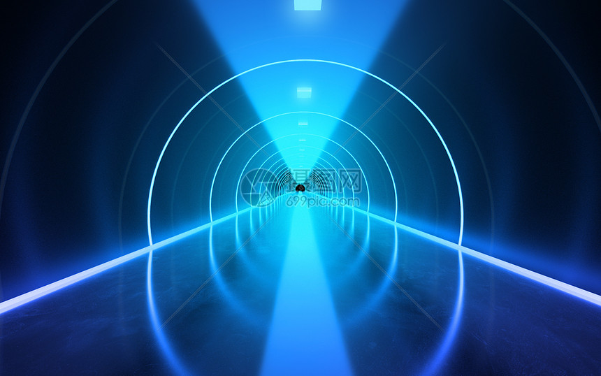 科技霓虹隧道图片