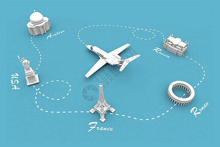 飞行路线环球旅行设计图片