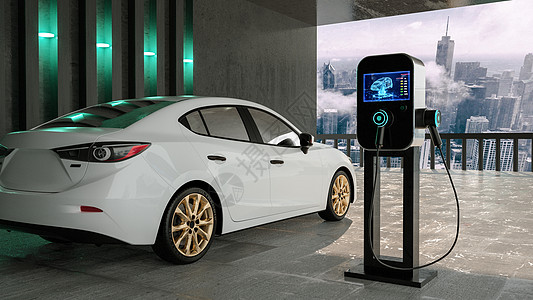绿色汽车新能源充电桩设计图片