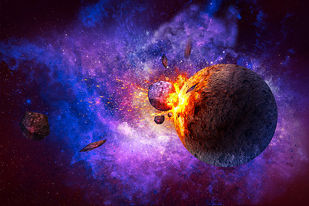 陨石爆炸宇宙星球插画