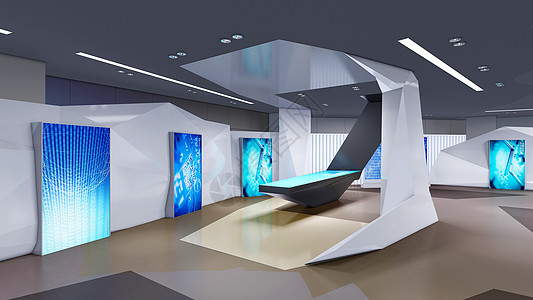 展厅3d效果图科技馆展厅空间设计图片