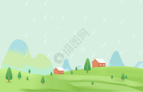 农场房子雨水gif高清图片