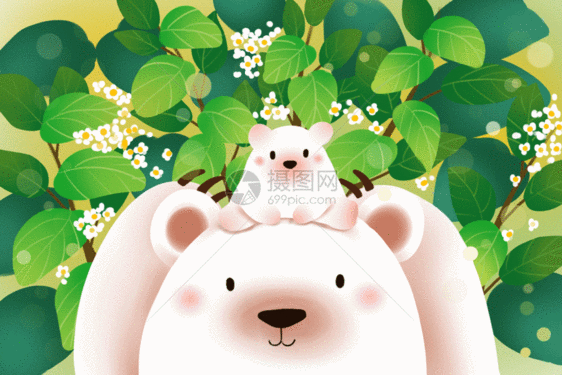 春天里的小白熊gif图片